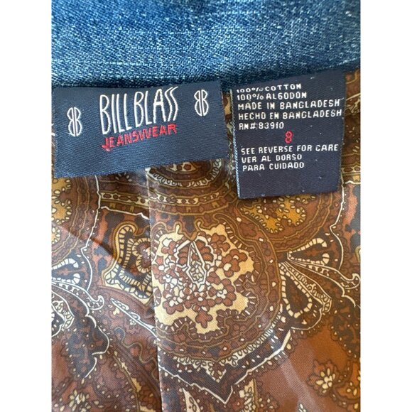 90's Denim Anorak Jacket Bill Blass Womens Denim Long Jacket Size 8 With Button - Picture 5 of 12